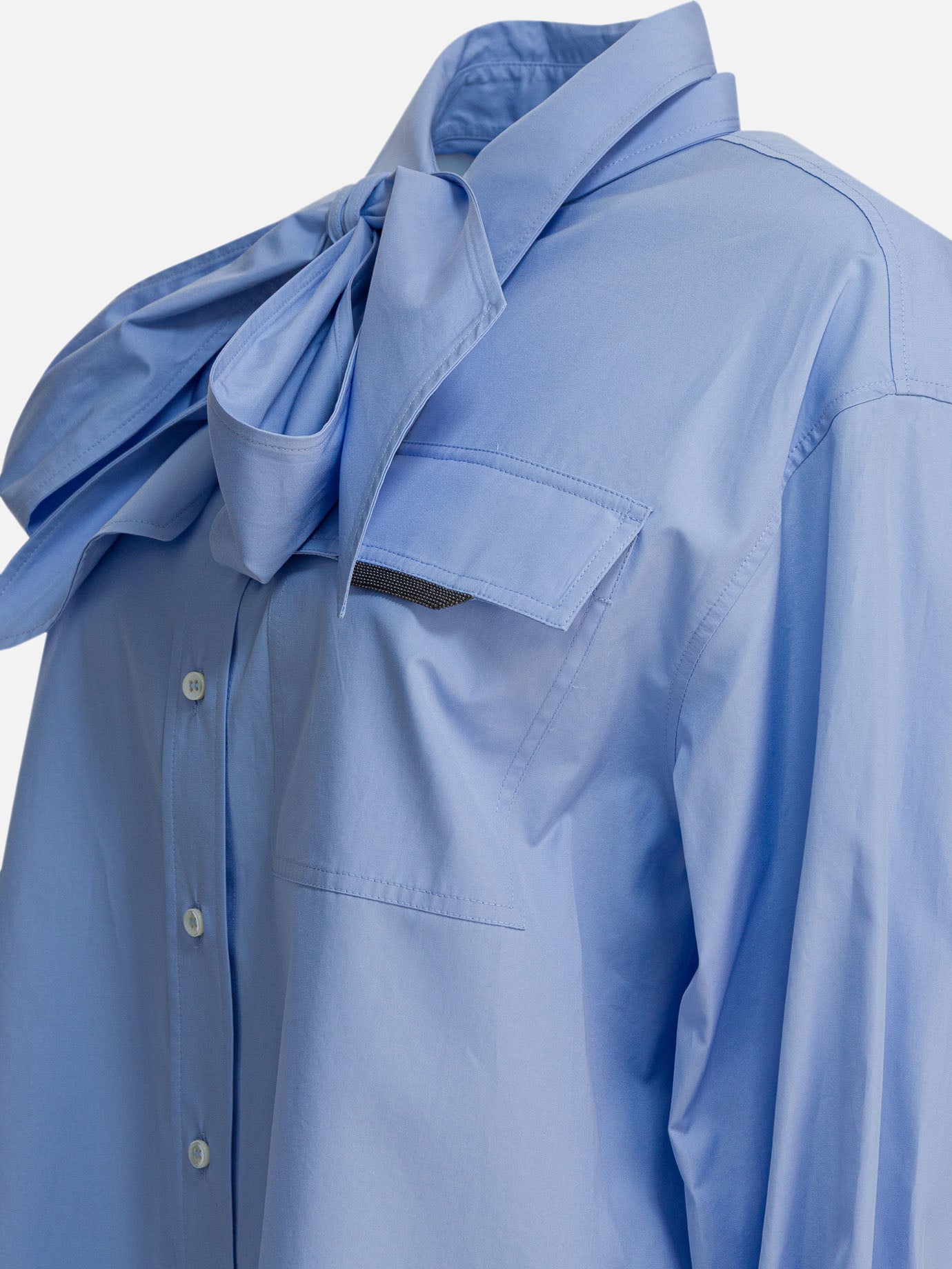 Casual shirts Solid colour  Light blue - Brunello Cucinelli Women | PDP | VIETTI Online Store | Zoom-Modal_4
