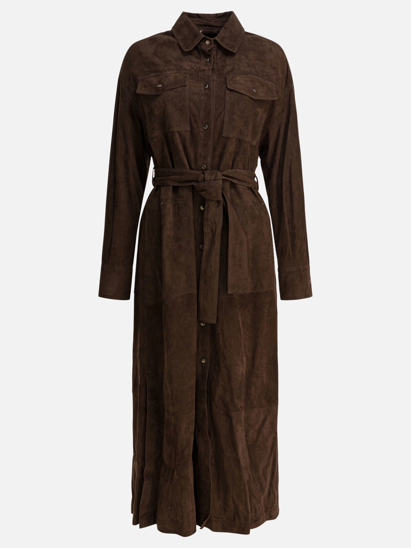 Cappotti lunghi Solid colour  Marrone - Brunello Cucinelli Donna | PDP | VIETTI Online Store | Zoom-Modal

