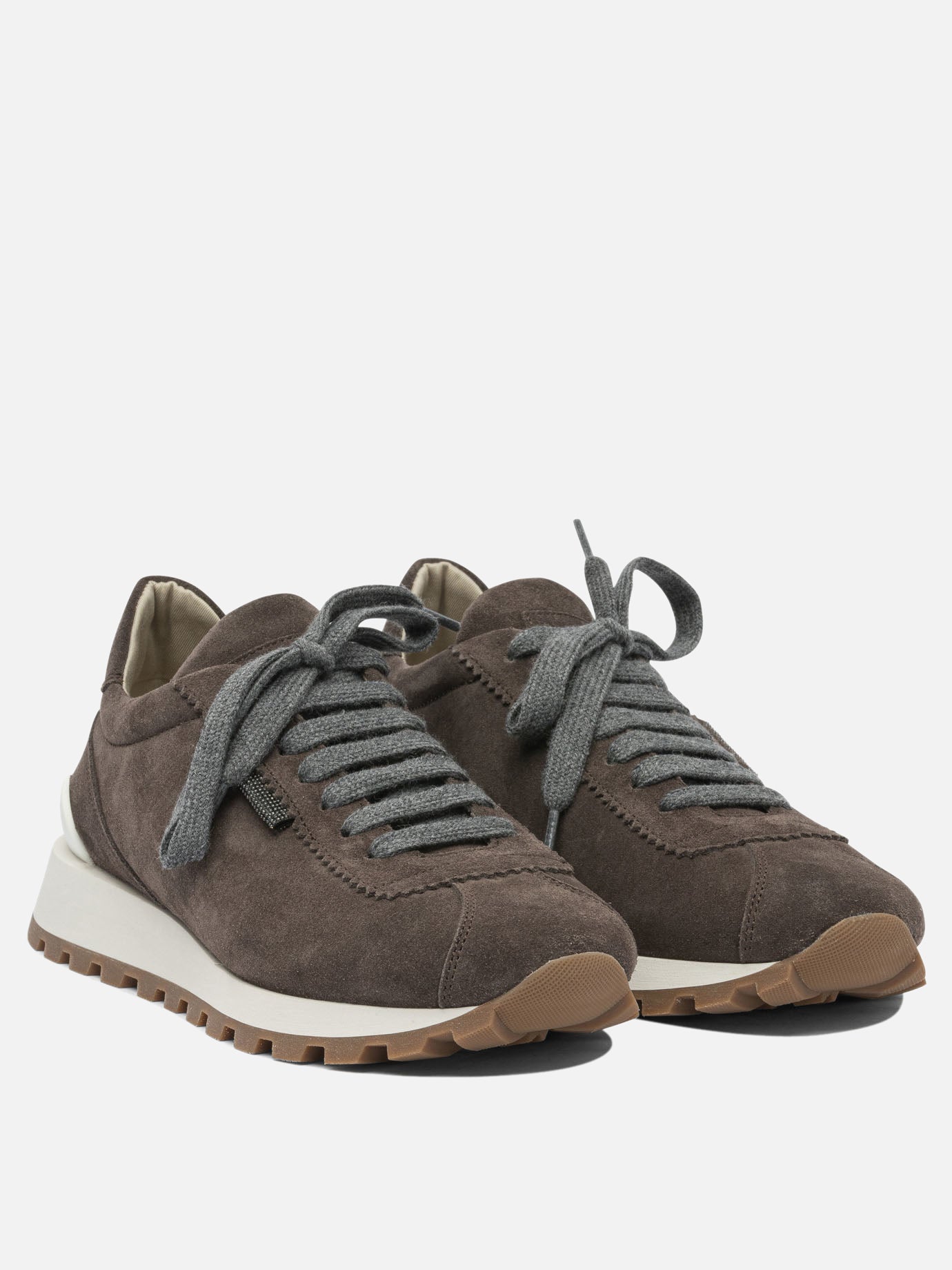 Low top sneakers 100% suede - 100% rubber  Brown - Brunello Cucinelli Women | PDP | VIETTI Online Store | thumbnail_2