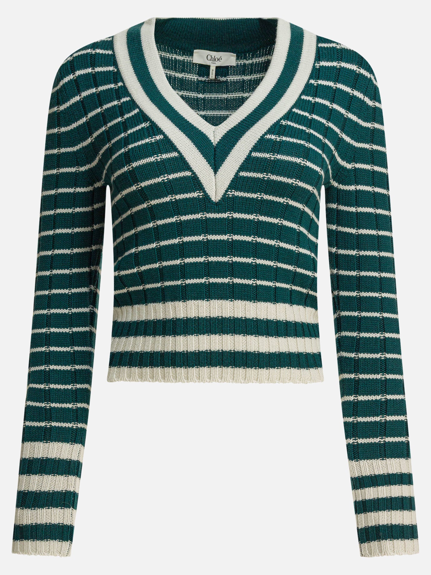 Maglioni scollo a V Striped  Verde - Chloé Donna | PDP | VIETTI Online Store | thumbnail