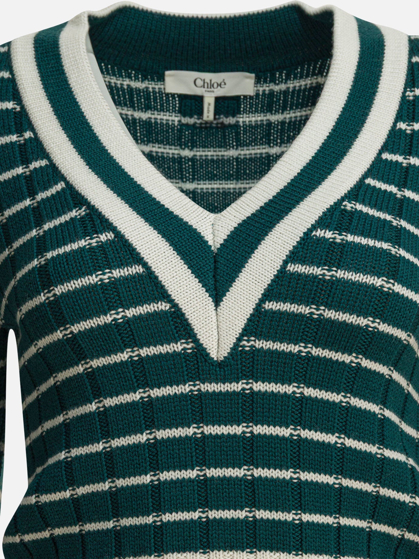 Maglioni scollo a V Striped  Verde - Chloé Donna | PDP | VIETTI Online Store | thumbnail_3