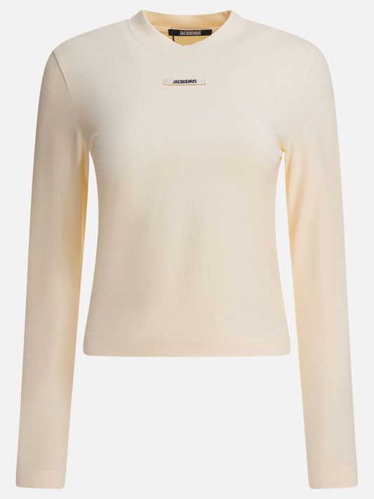 T-shirt girocollo Logo  Beige - Jacquemus Donna | PLP | VIETTI Online Store 

