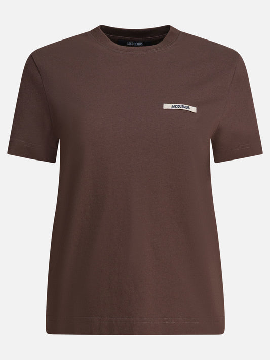 T-shirt girocollo Logo  Marrone - Jacquemus Donna | PLP | VIETTI Online Store 
