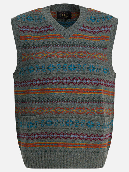 Gilet Textured knit  Blu - RRL by Ralph Lauren Uomo | VIETTI Online Store 
