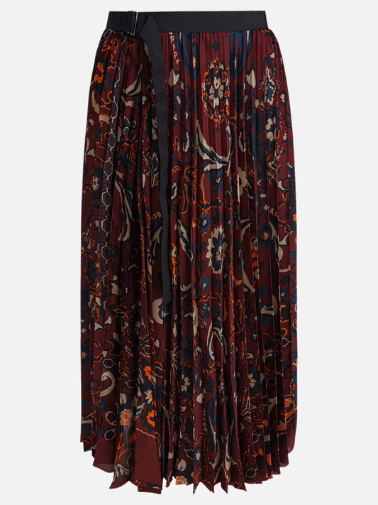 Sacai Gonna con stampa floreale 16802352_2 Bordeaux 1