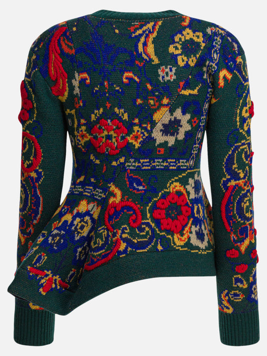 Sacai Maglione in maglia jacquard floreale 18198575_2 Green 2