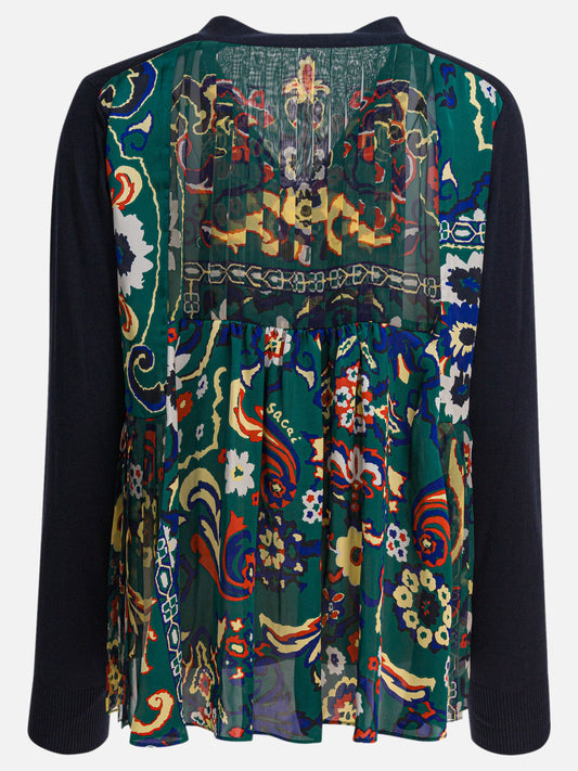 Sacai Cardigan con stampa floreale 12637320_2 Blue 2