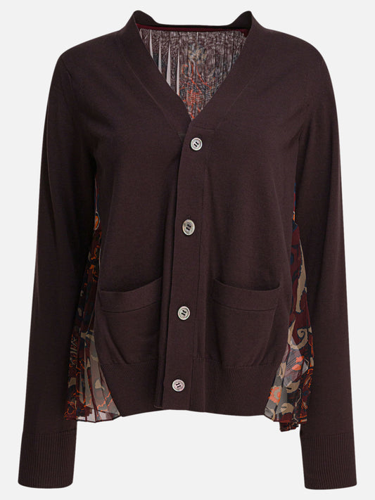 Sacai Cardigan con stampa floreale 12593421_2 Brown 1