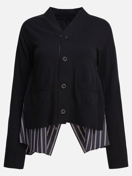 Sacai Cardigan in cotone 12877611_1 Black 1