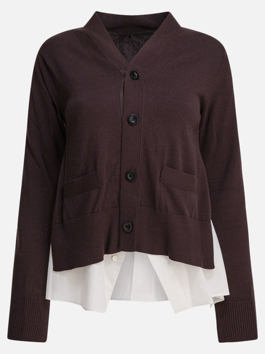 Sacai Cardigan in cotone 14132130_1 Brown 1