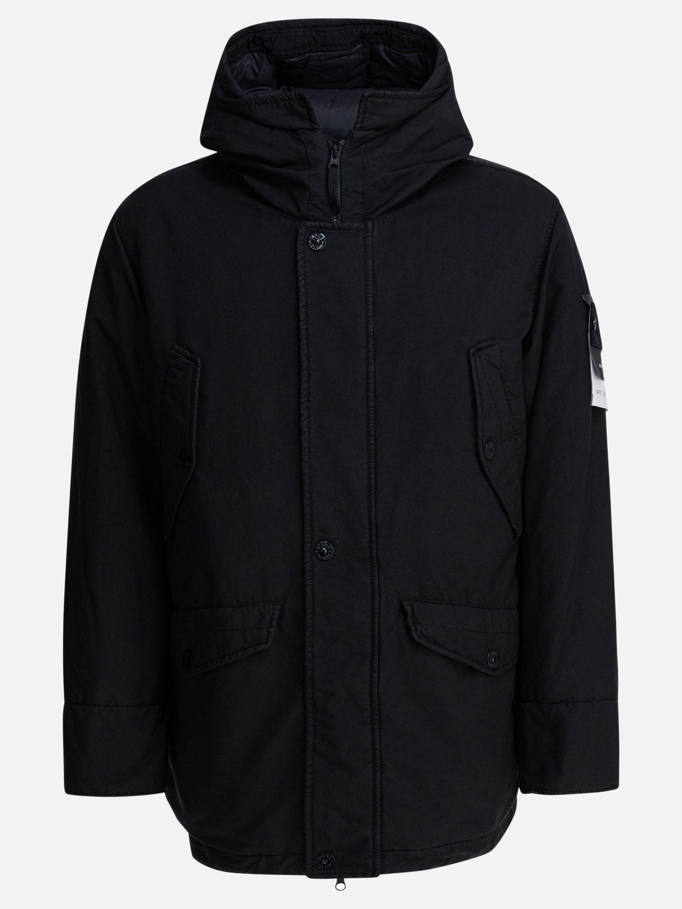Piumini corti Logo  Nero - Stone Island Uomo | PDP | VIETTI Online Store | Zoom-Modal
